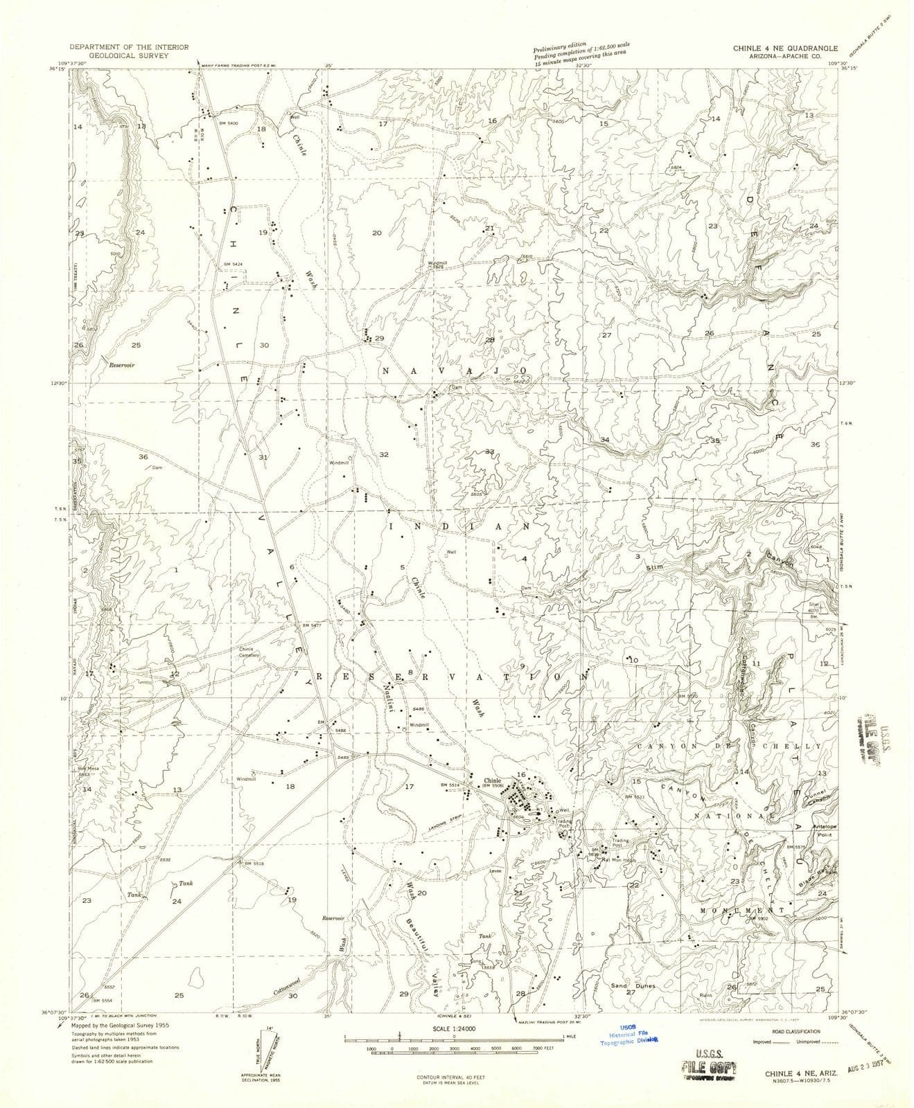 1955 Chinle 4, AZ Arizona USGS Topographic Map Historic Pictoric
