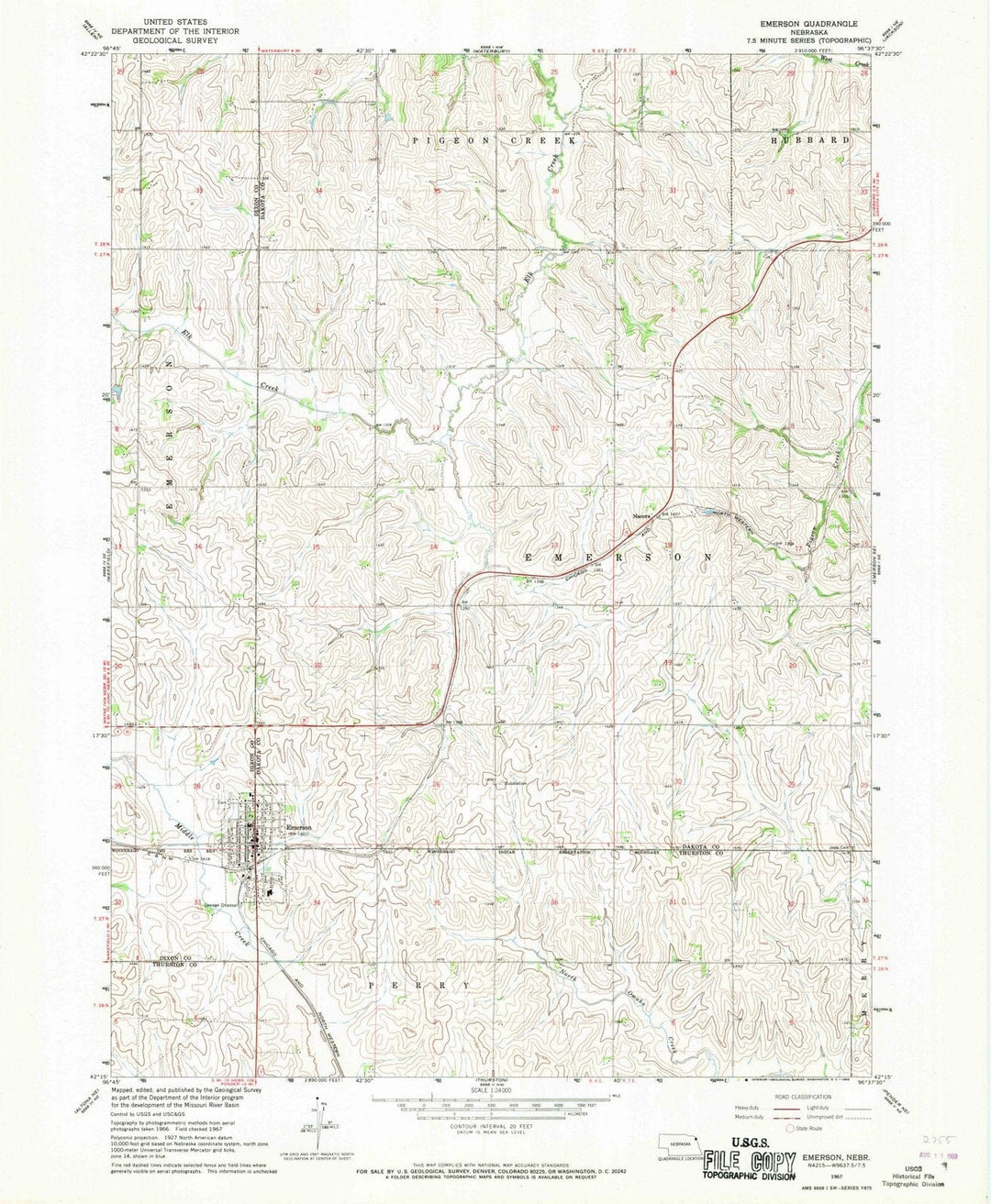 1967 Emerson, NE - Nebraska - USGS Topographic Map