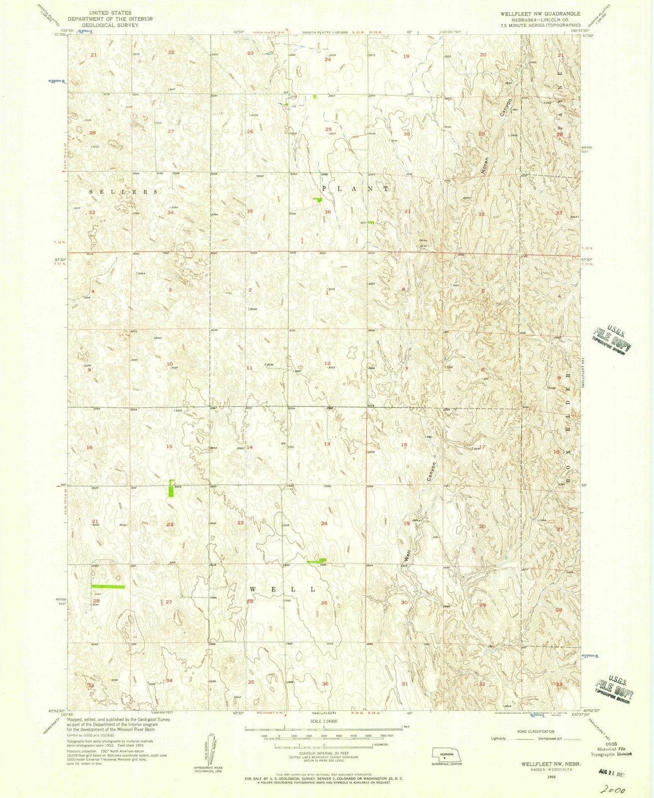 1956 Wellfleet, NE Nebraska USGS Topographic Map v2 Historic Pictoric
