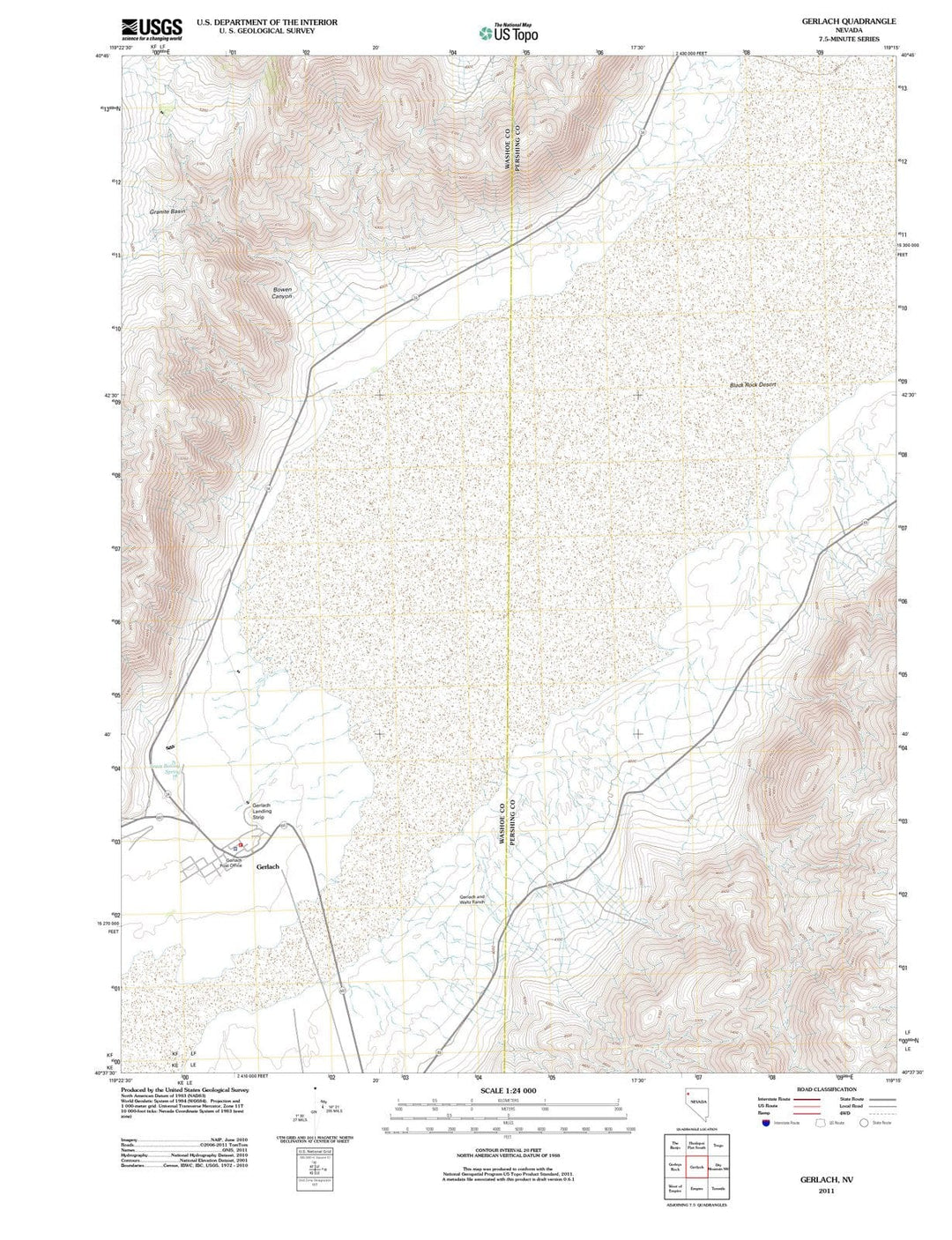 2011 Gerlach, NV - Nevada - USGS Topographic Map