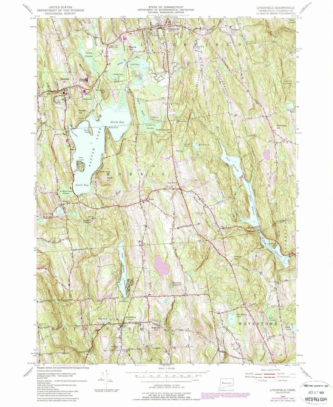 1956 Litchfield, CT - Connecticut - USGS Topographic Map