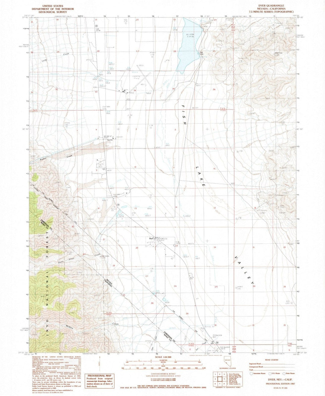 1987 Dyer, NV - Nevada - USGS Topographic Map
