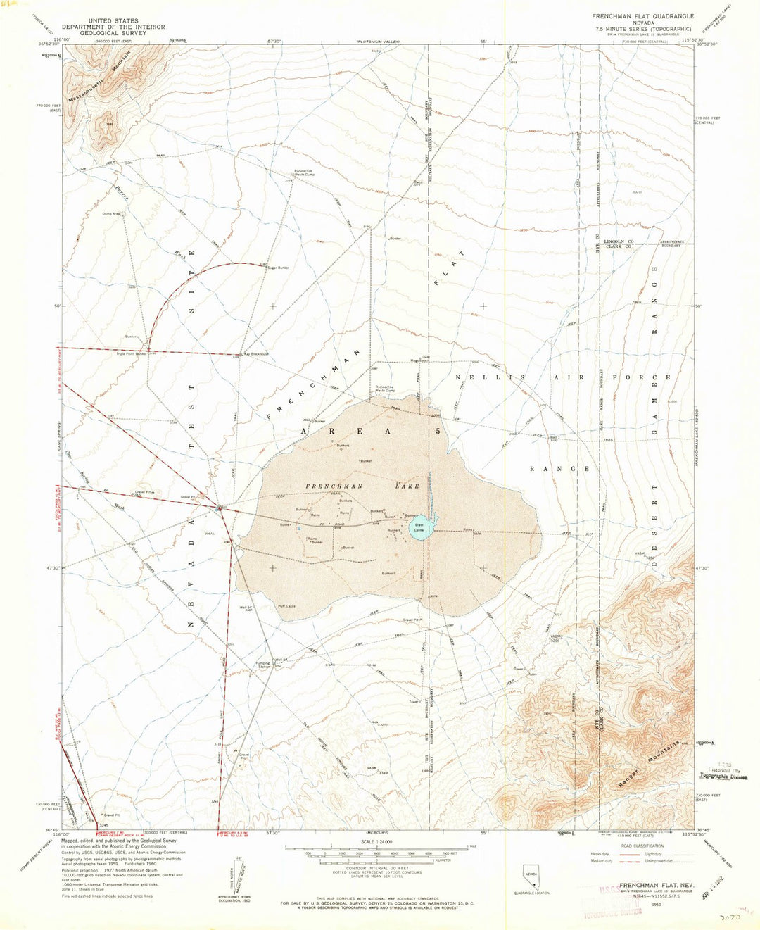 1960 Frenchman Flat, NV - Nevada - USGS Topographic Map