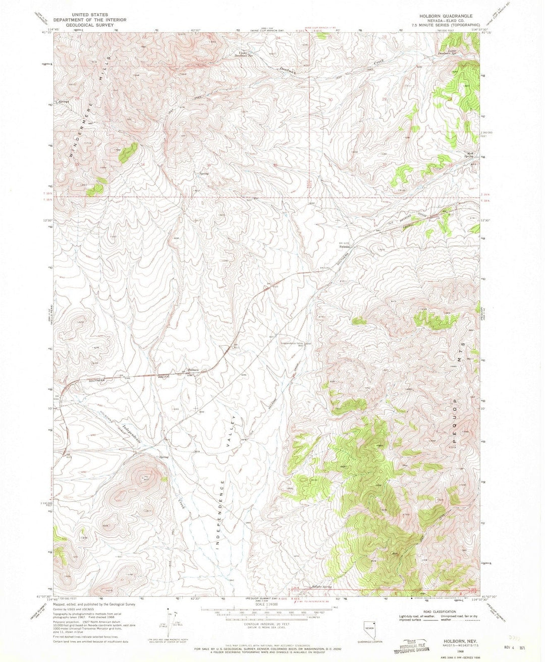 1968 Holborn, NV - Nevada - USGS Topographic Map