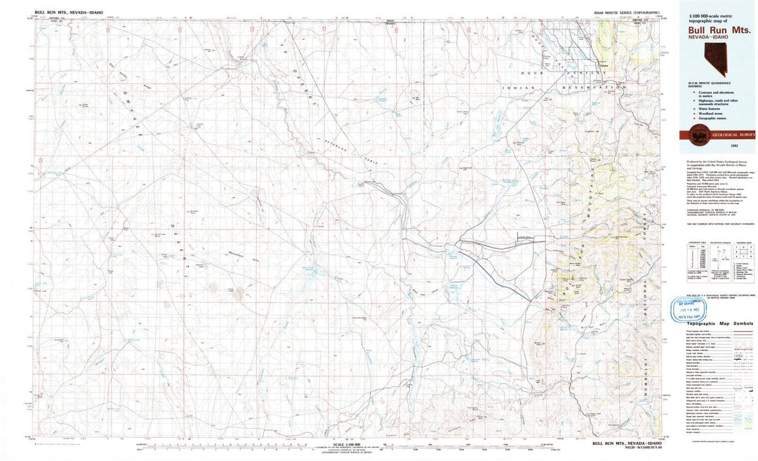 1982 Bull Run MTS, NV - Nevada - USGS Topographic Map