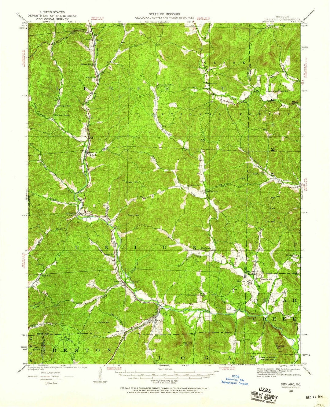 1926 Des Arc, MO - Missouri - USGS Topographic Map