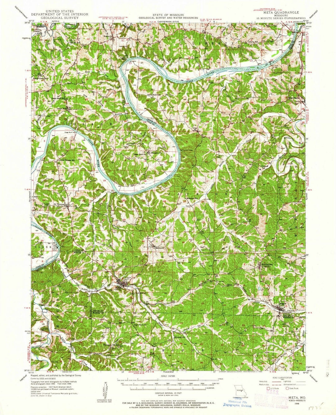 1948 Meta, MO - Missouri - USGS Topographic Map