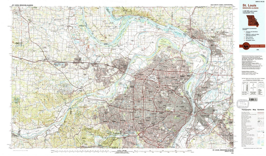 1985 St Louis, MO - Missouri - USGS Topographic Map