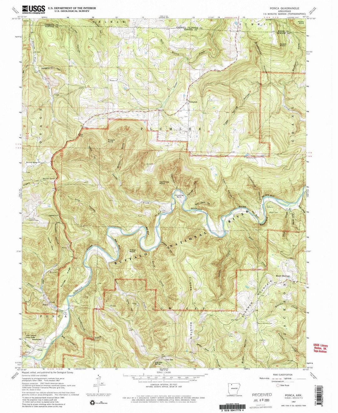 1967 Ponca, AR - Arkansas - USGS Topographic Map