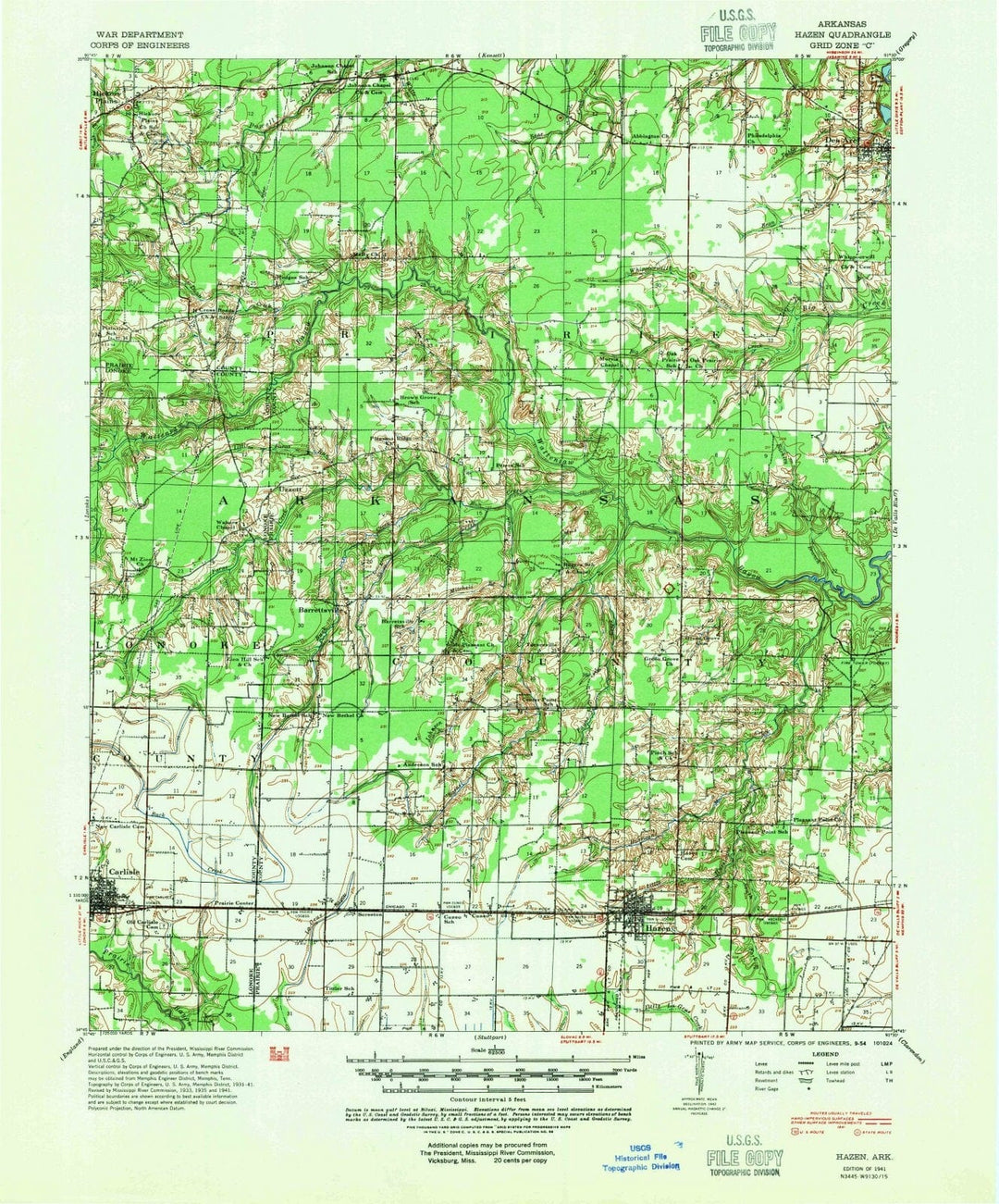 1941 Hazen, AR - Arkansas - USGS Topographic Map