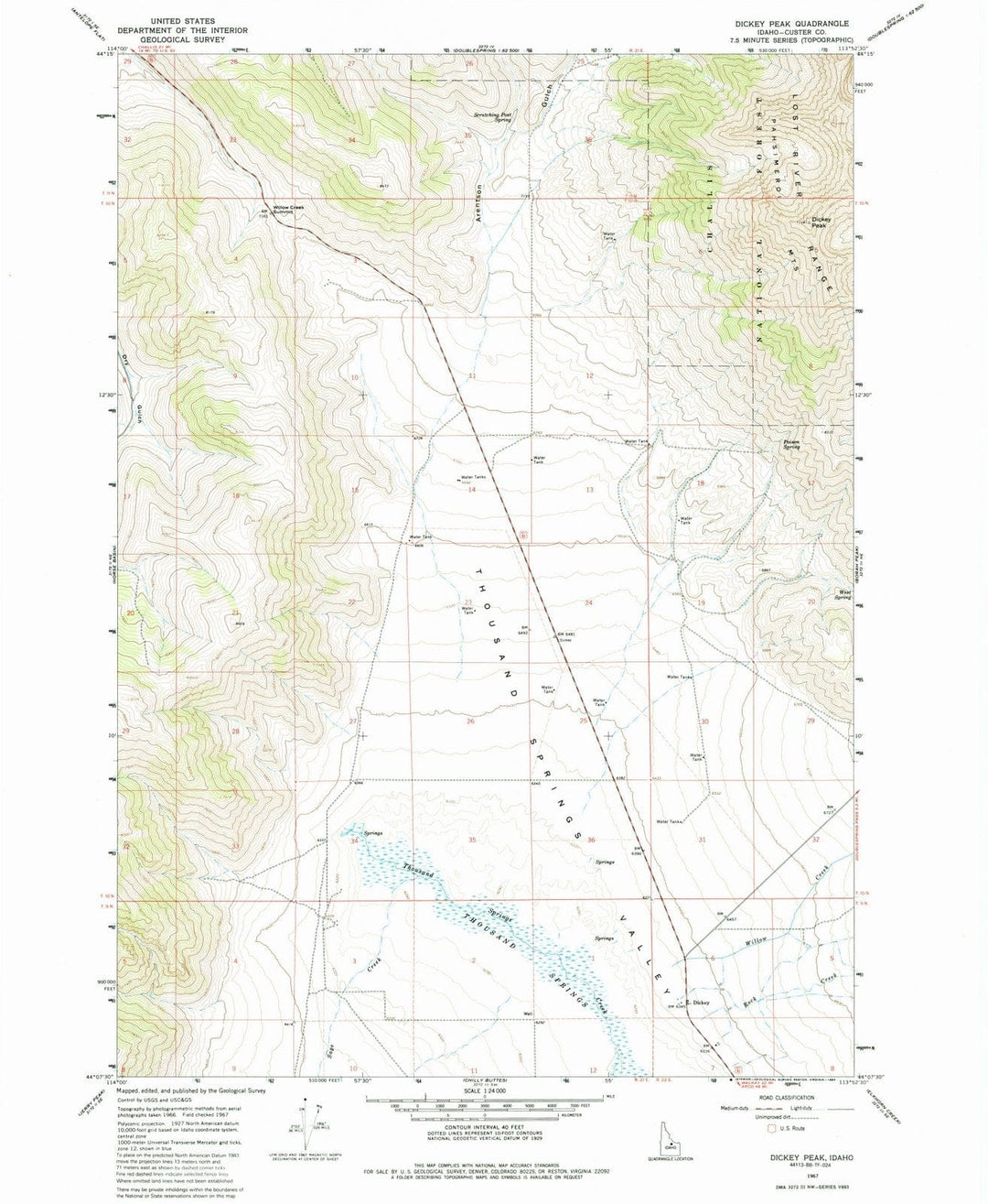 1967 Dickey Peak, ID - Idaho - USGS Topographic Map