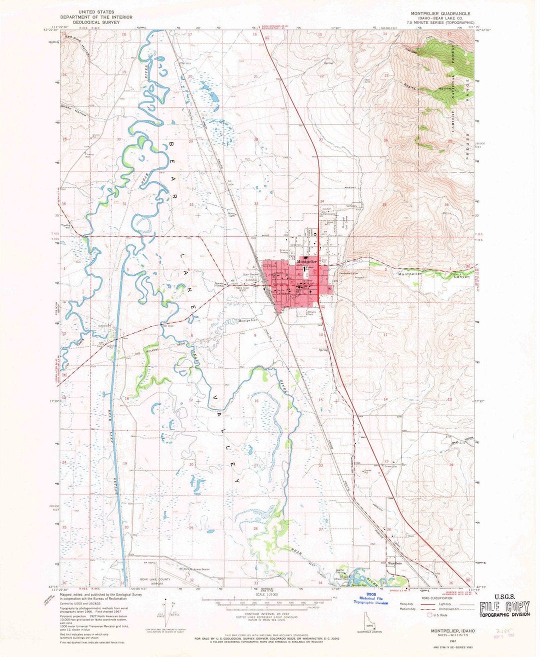 1967 Montpelier, ID - Idaho - USGS Topographic Map