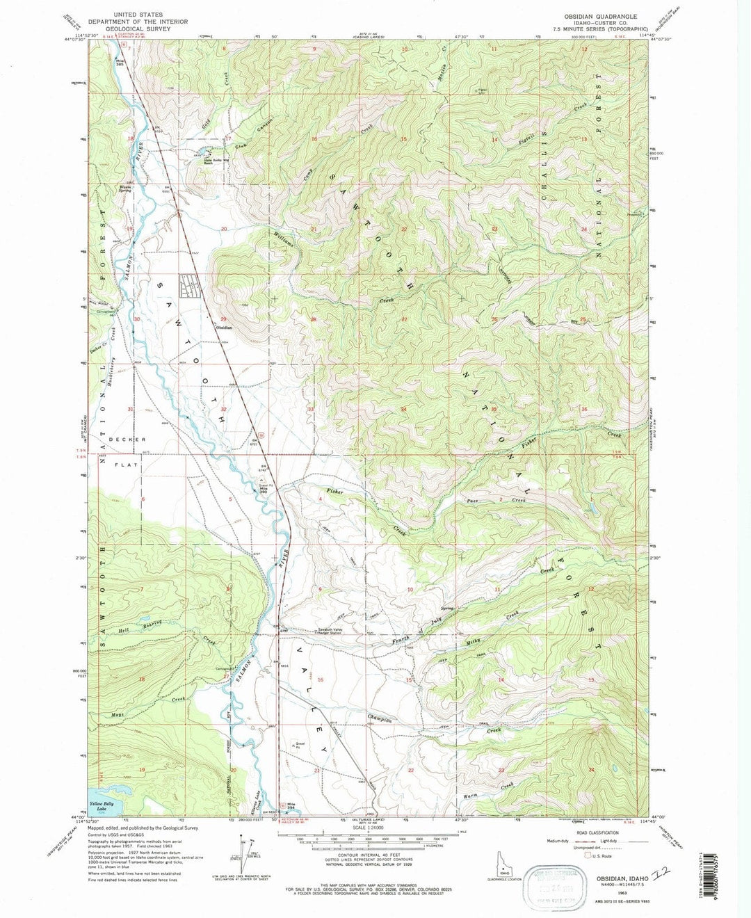 1963 Obsidian, ID - Idaho - USGS Topographic Map