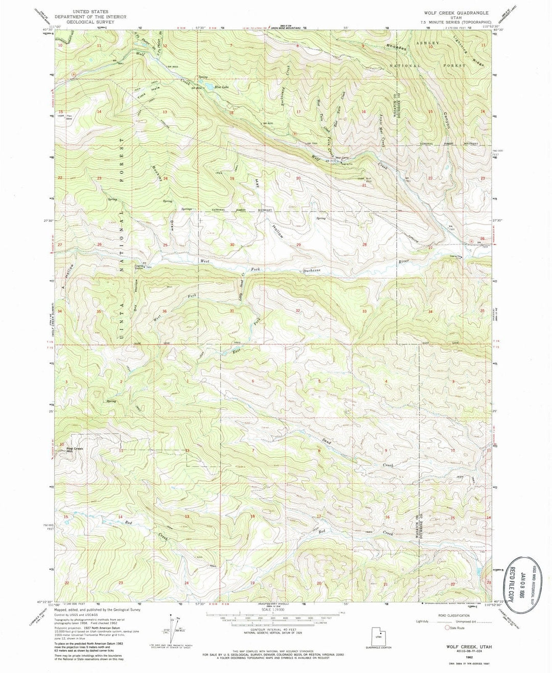1962 Wolf Creek, UT - Utah - USGS Topographic Map