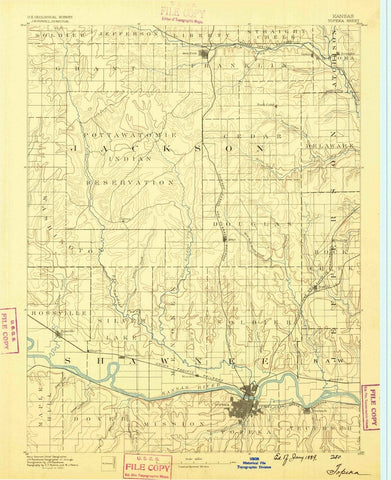 1889 Topeka, KS  - Kansas - USGS Topographic Map