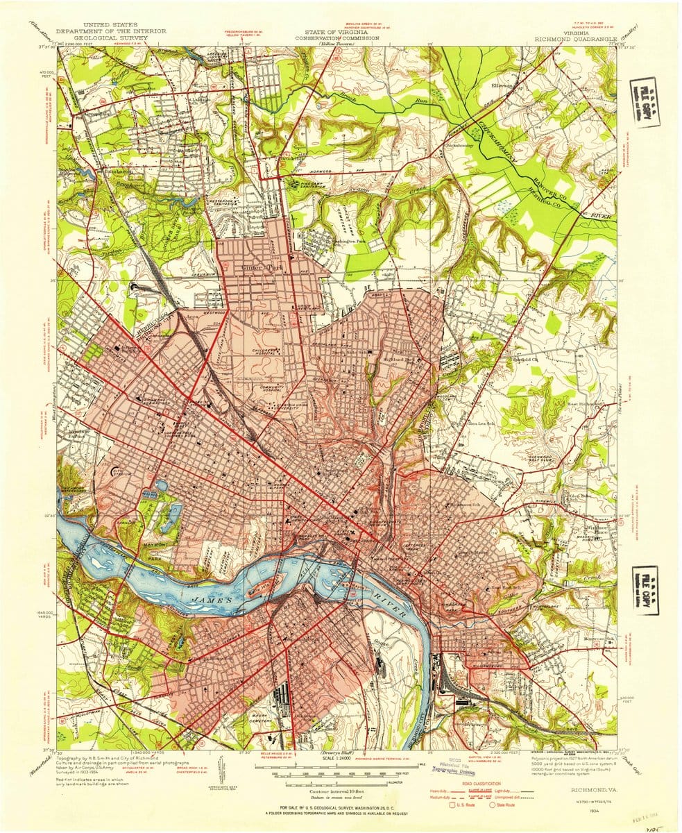 1934 Richmond, VA - Virginia - USGS Topographic Map