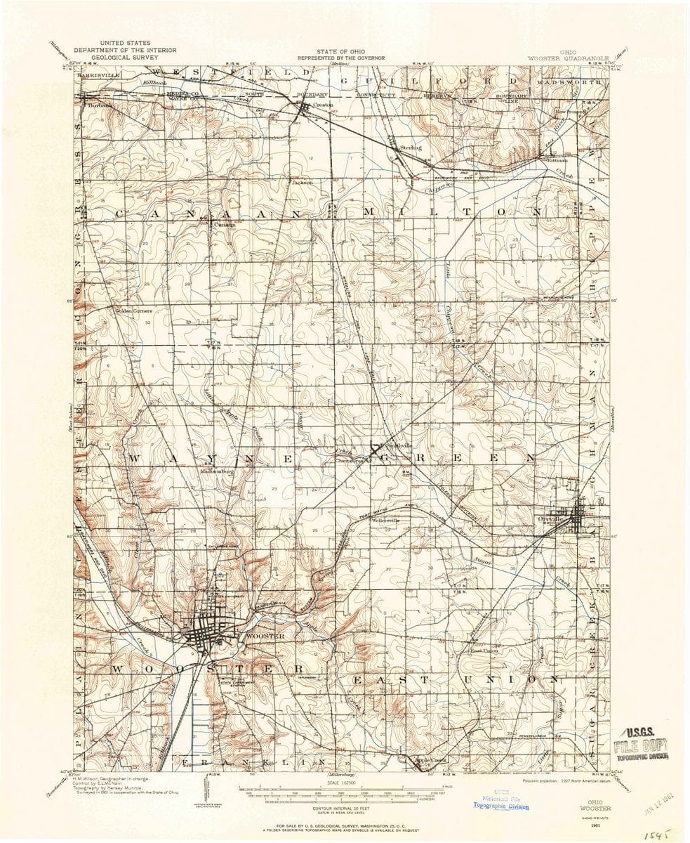 1901 Wooster, OH - Ohio - USGS Topographic Map