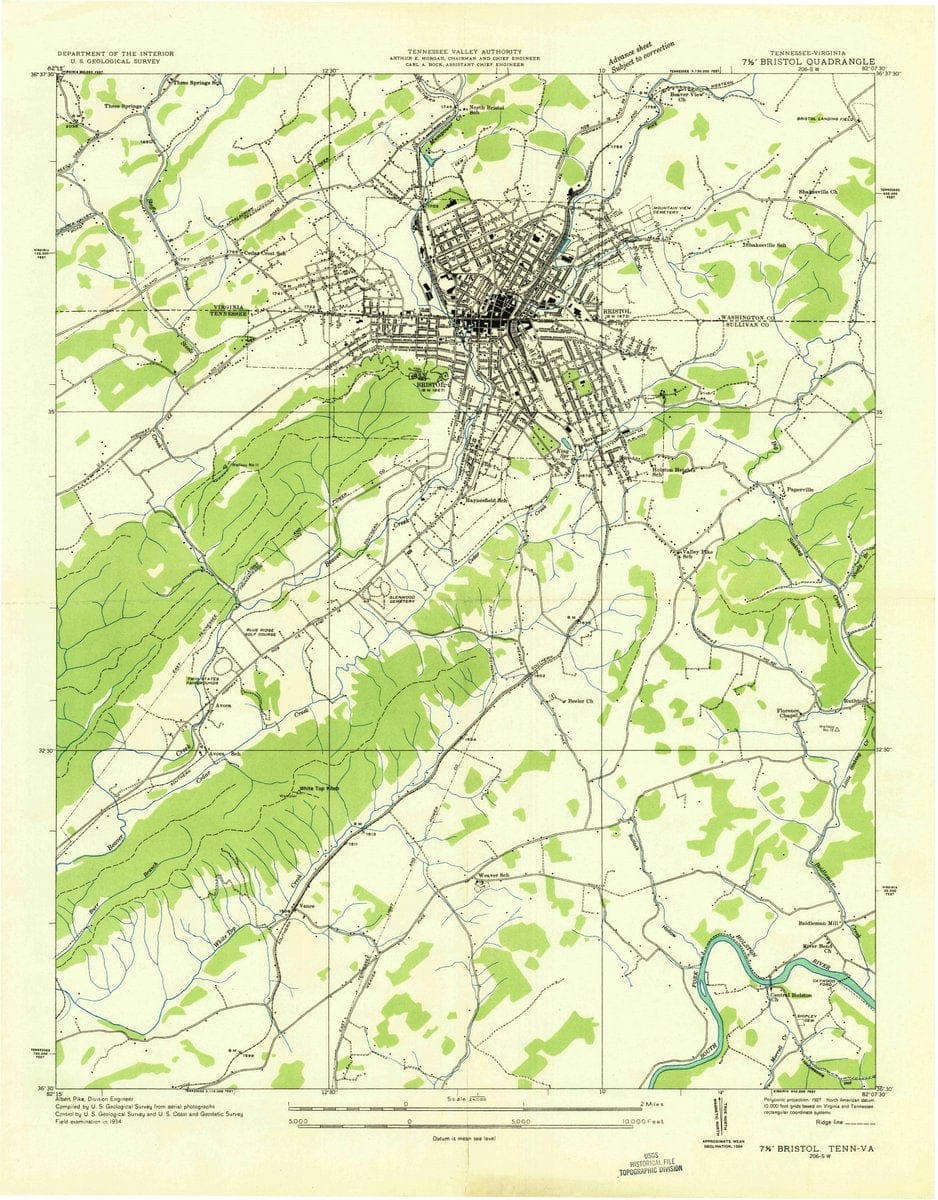 1934 Bristol, TN - Tennessee - USGS Topographic Map