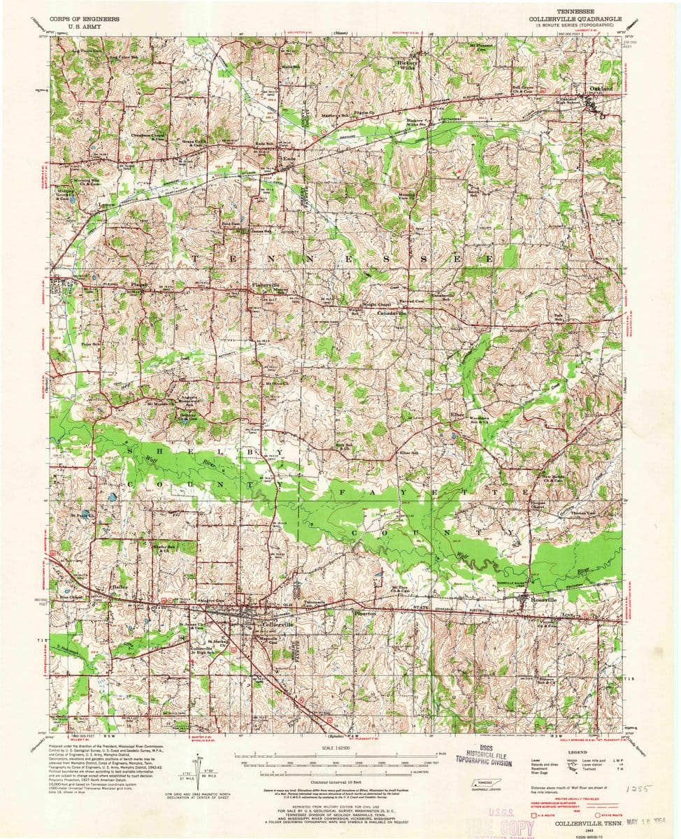 1943 Collierville, TN - Tennessee - USGS Topographic Map