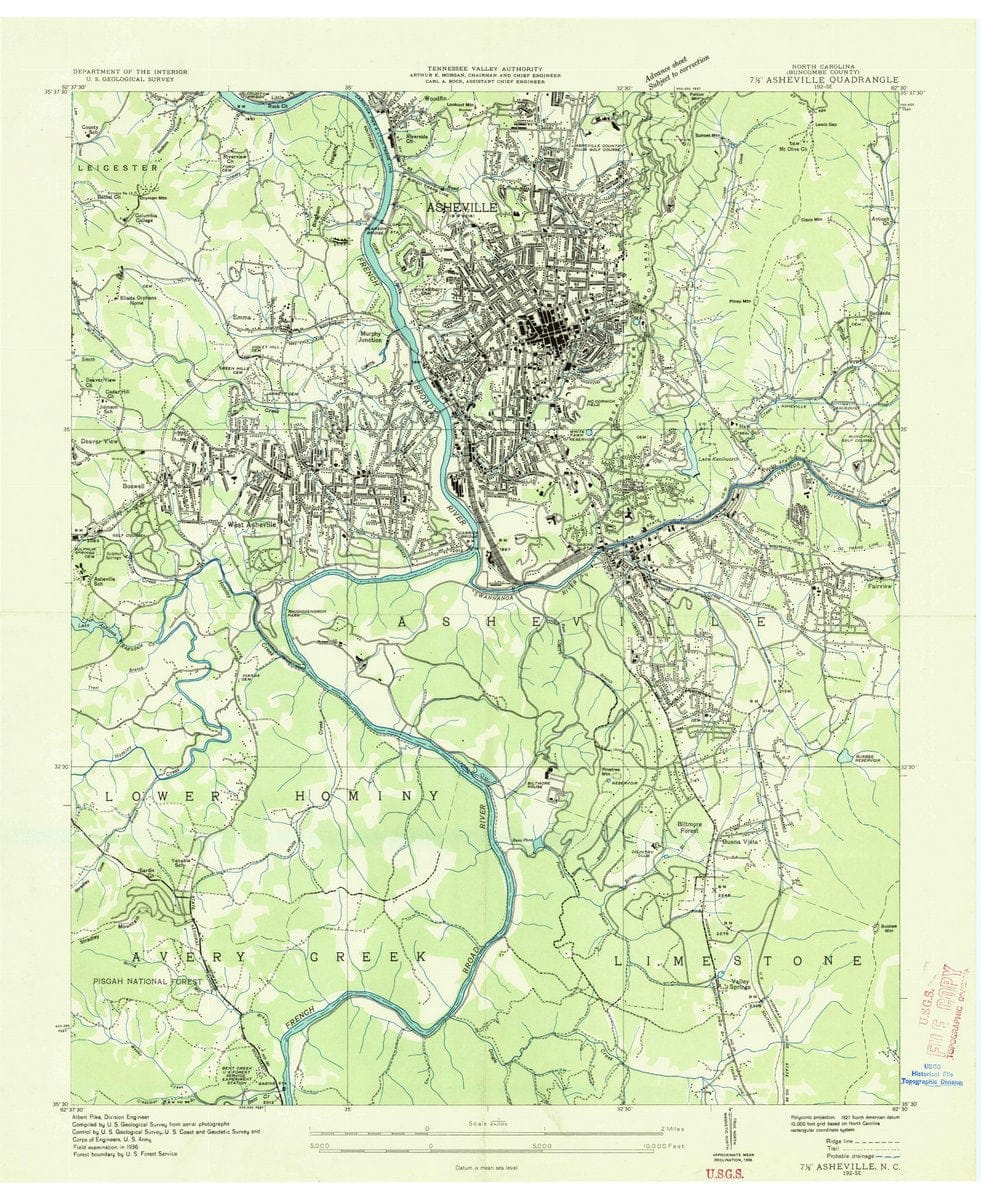 1936 Asheville, NC - North Carolina - USGS Topographic Map