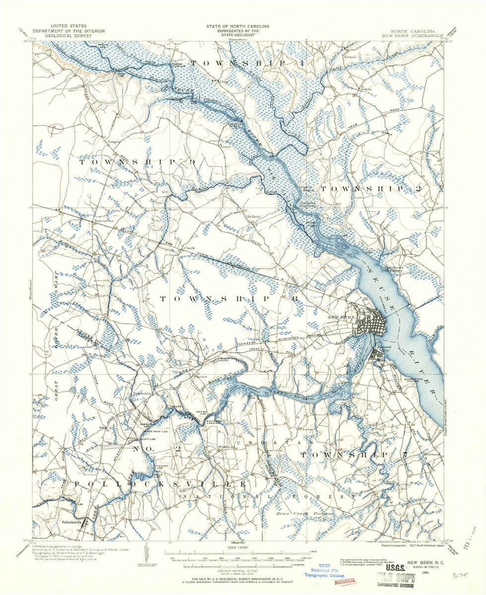 1901 New Bern, NC - North Carolina - USGS Topographic Map