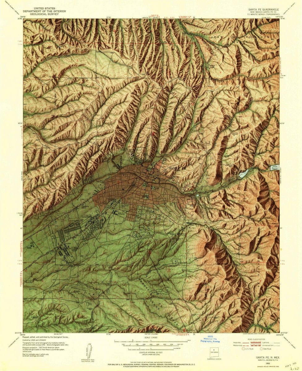 1952 Santa Fe, NM - New Mexico - USGS Topographic Map