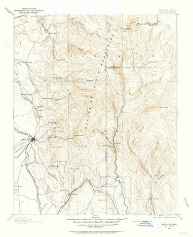 1889 Santa Fe, NM  - New Mexico - USGS Topographic Map