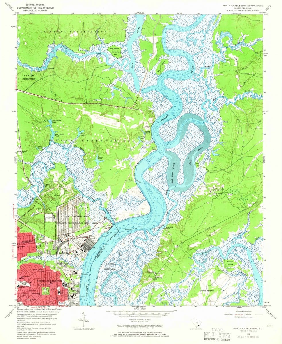 1958 North Charleston, SC - South Carolina - USGS Topographic Map