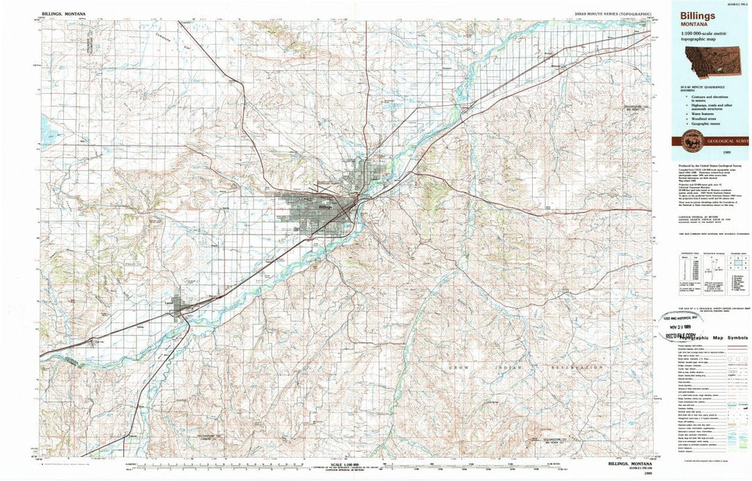 1989 Billings, MT - Montana - USGS Topographic Map