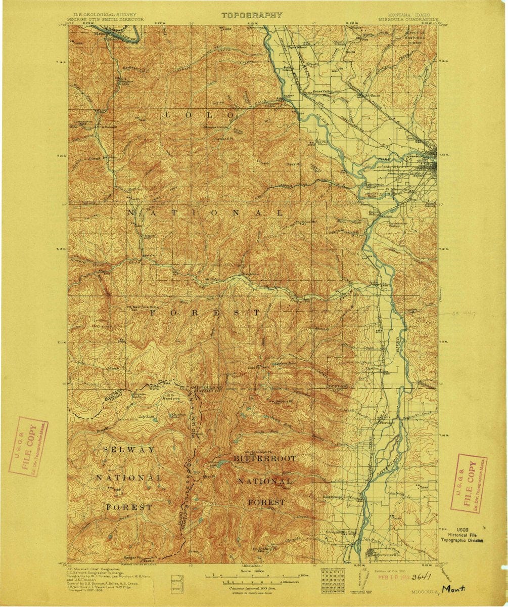 1912 Missoula, MT - Montana - USGS Topographic Map