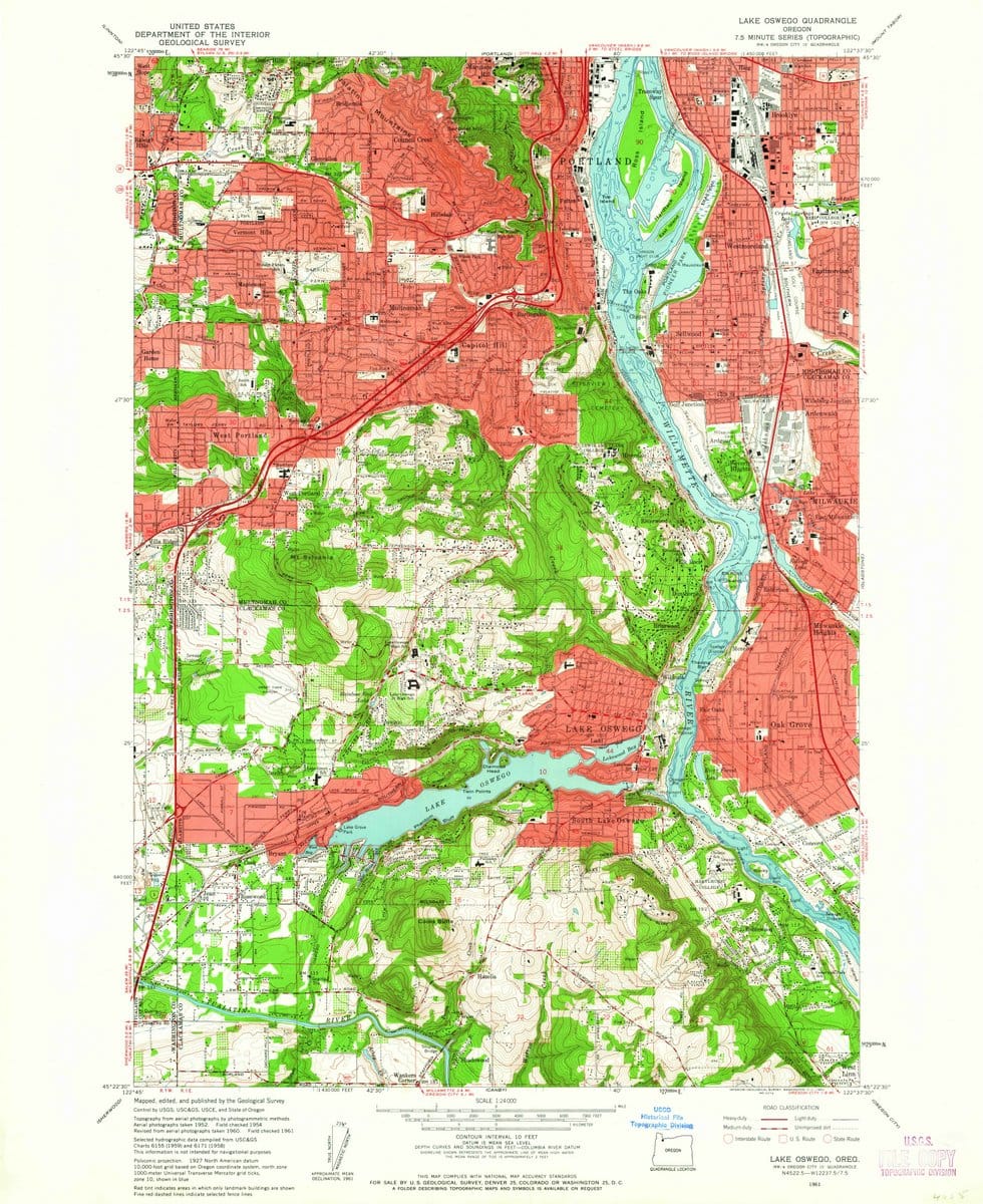1961 Lake Oswego, OR - Oregon - USGS Topographic Map