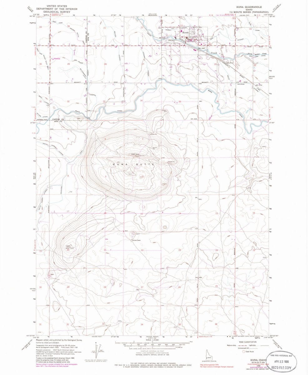 1958 Kuna, ID - Idaho - USGS Topographic Map