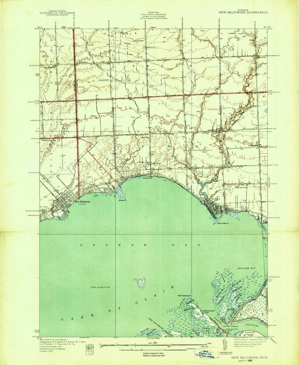 1939 New Baltimore, MI - Michigan - USGS Topographic Map