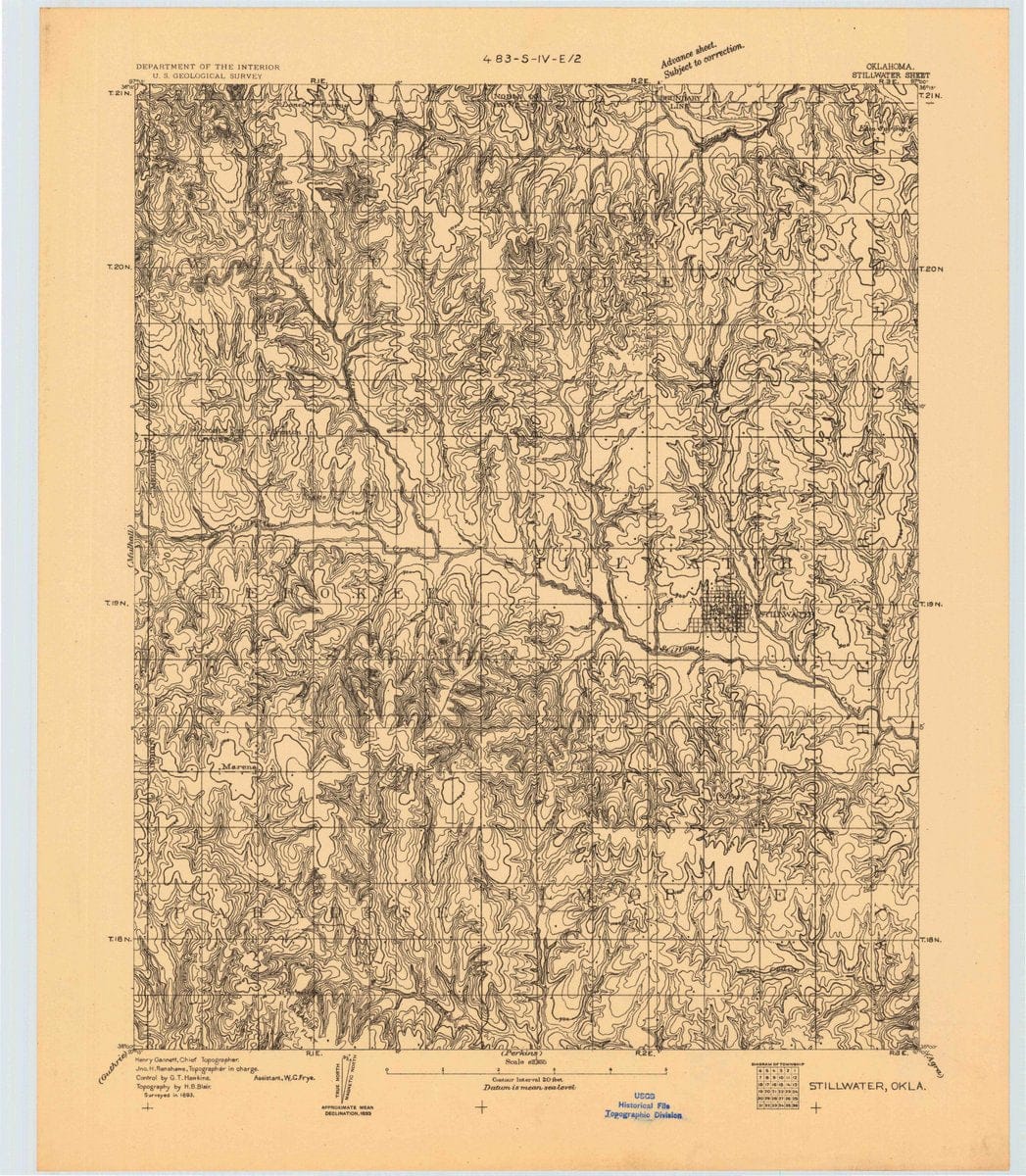 1893 Stillwater, OK - Oklahoma - USGS Topographic Map