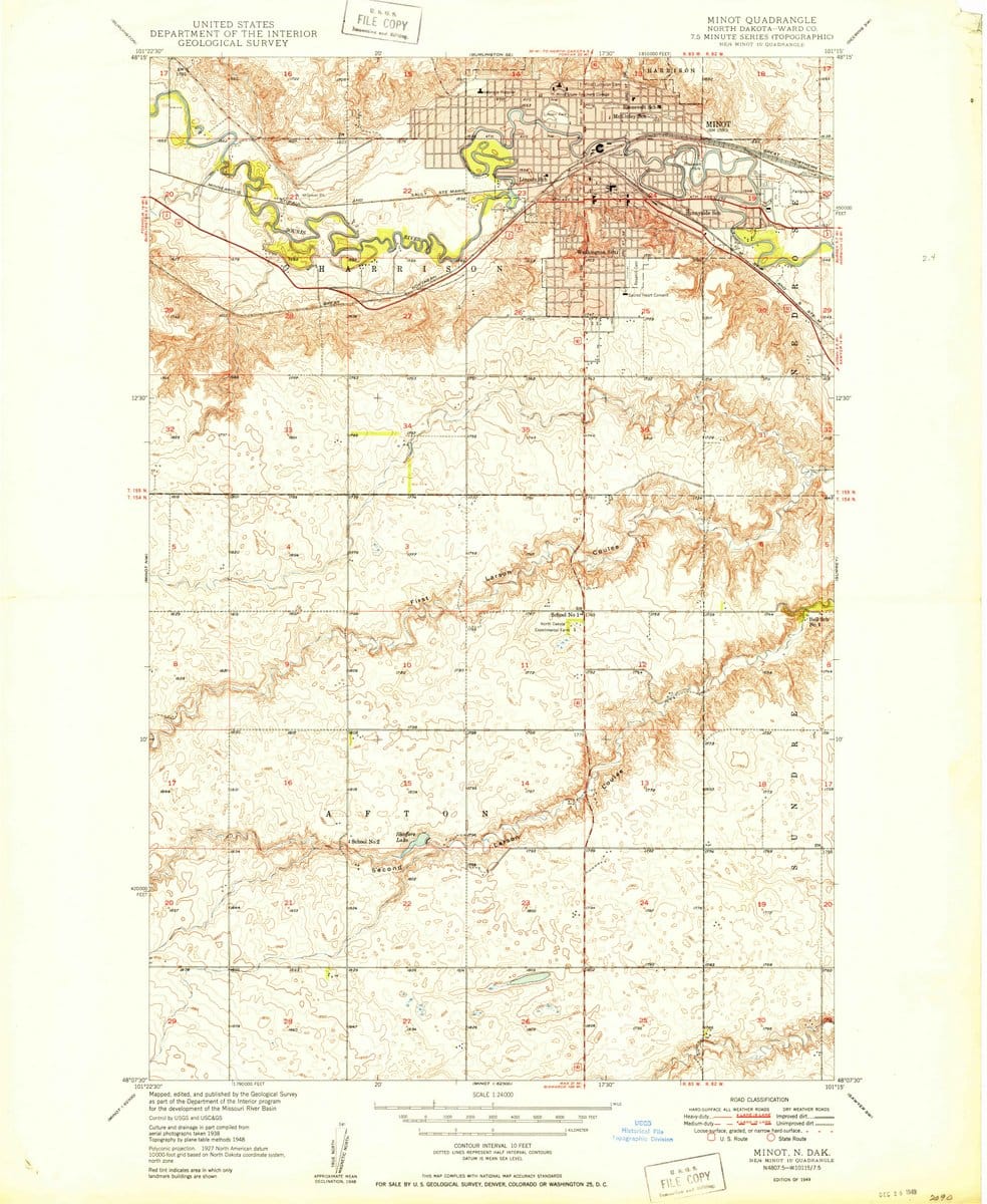 1949 Minot, ND - North Dakota - USGS Topographic Map