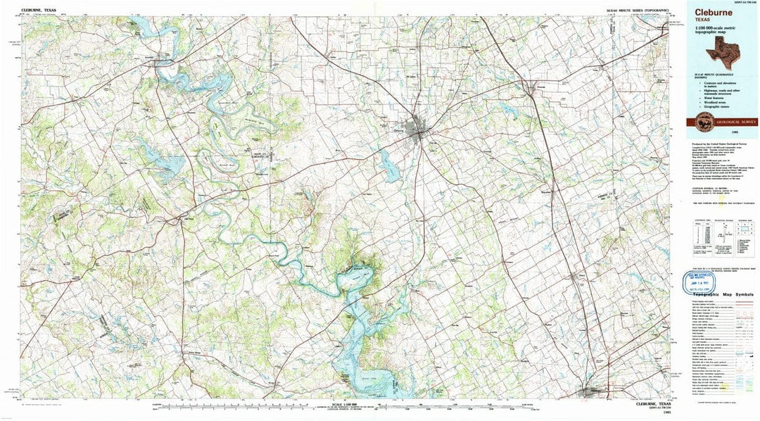1985 Cleburne, TX - Texas - USGS Topographic Map