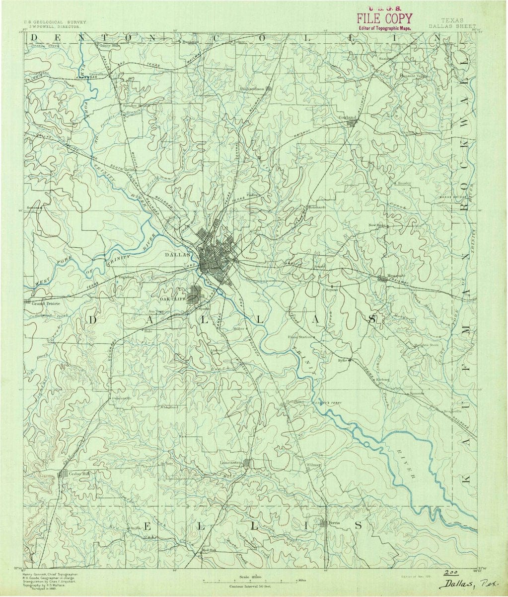 1891 Dallas, TX - Texas - USGS Topographic Map