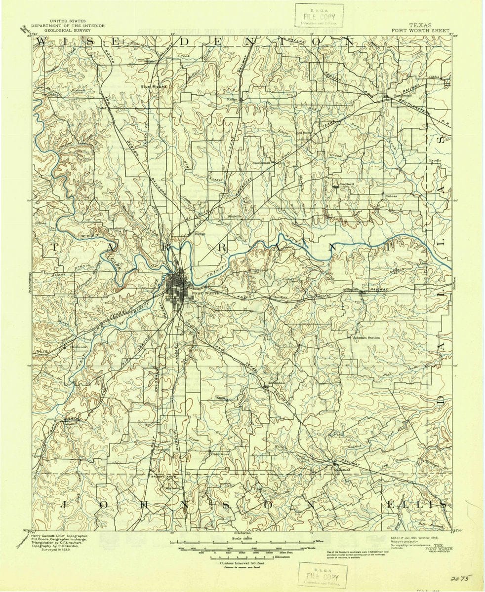 1894 Fort Worth, TX - Texas - USGS Topographic Map