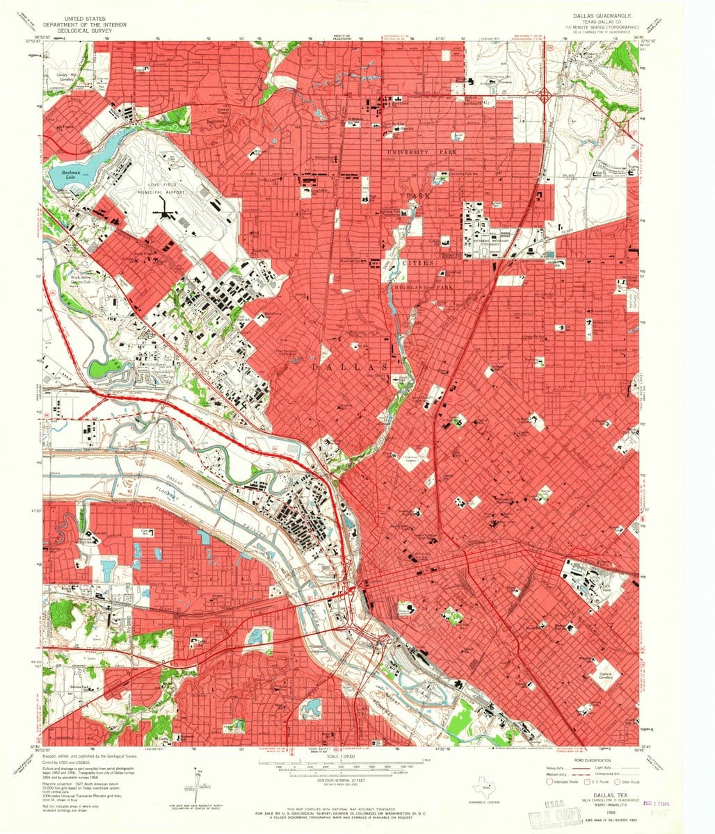 1958 Dallas, TX - Texas - USGS Topographic Map