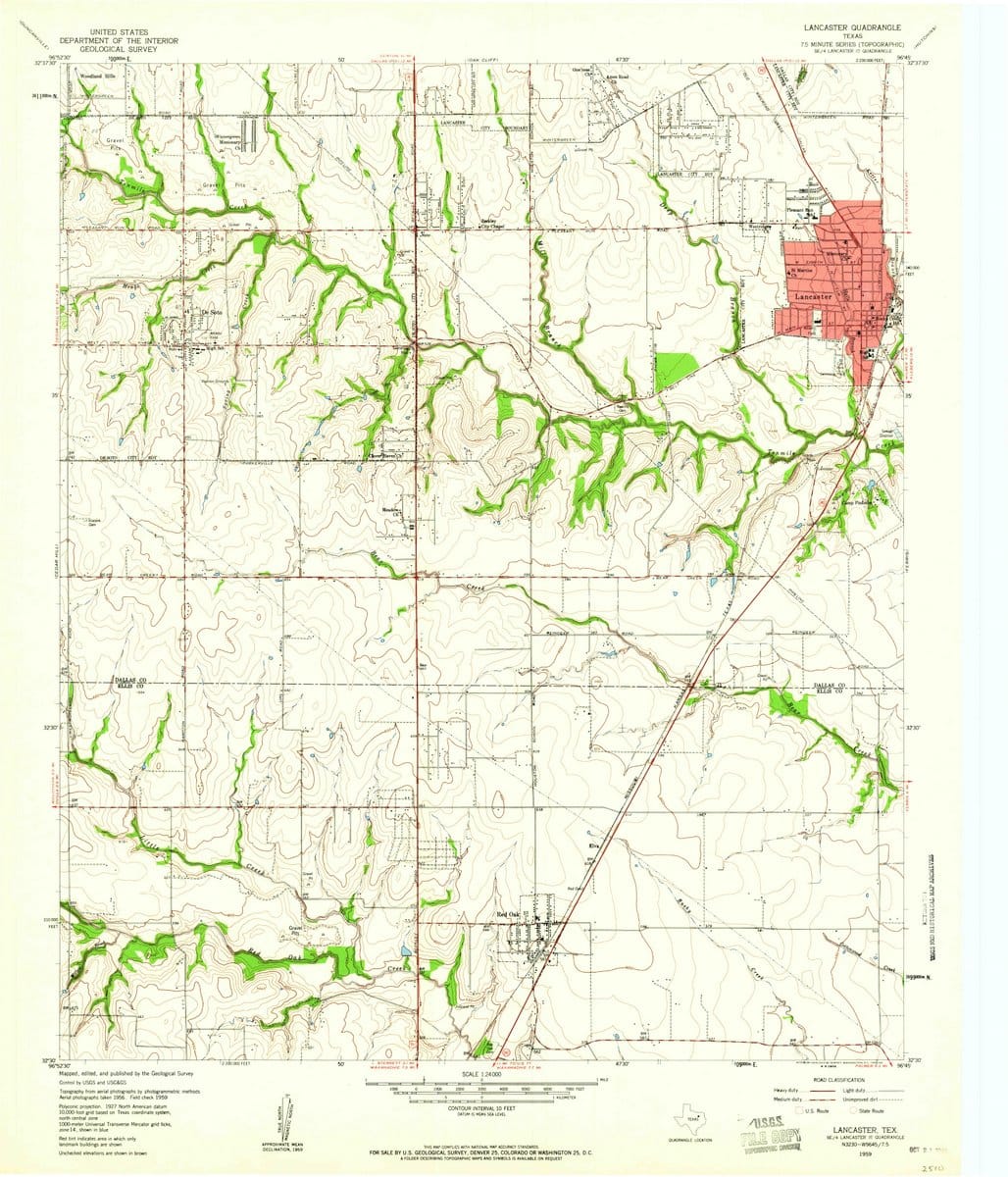 1959 Lancaster, TX - Texas - USGS Topographic Map