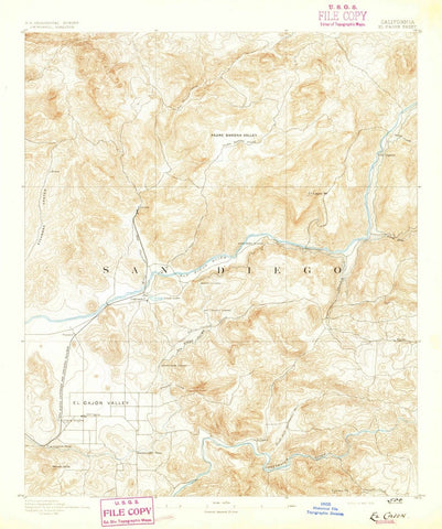 1893 El Cajon, CA  - California - USGS Topographic Map