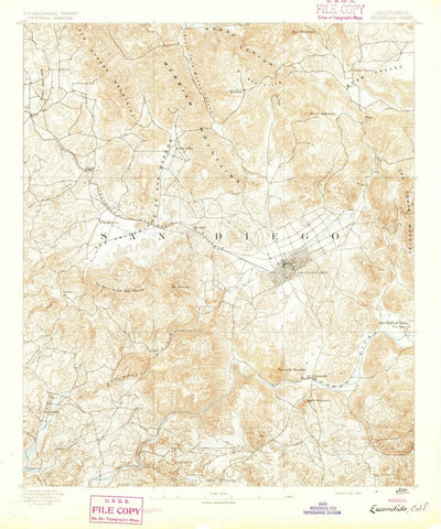 1893 Escondido, CA  - California - USGS Topographic Map