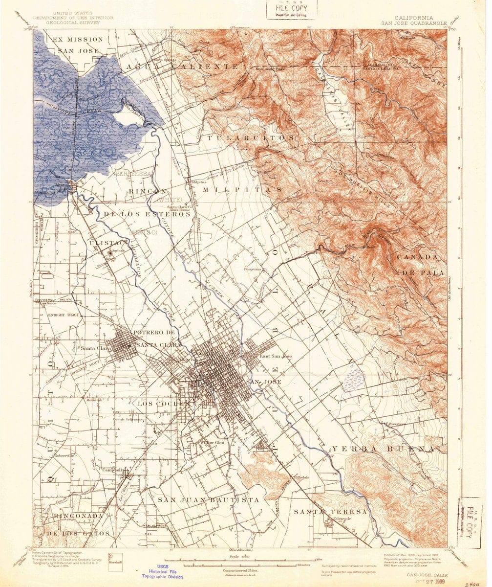 1889 San Jose, CA - California - USGS Topographic Map