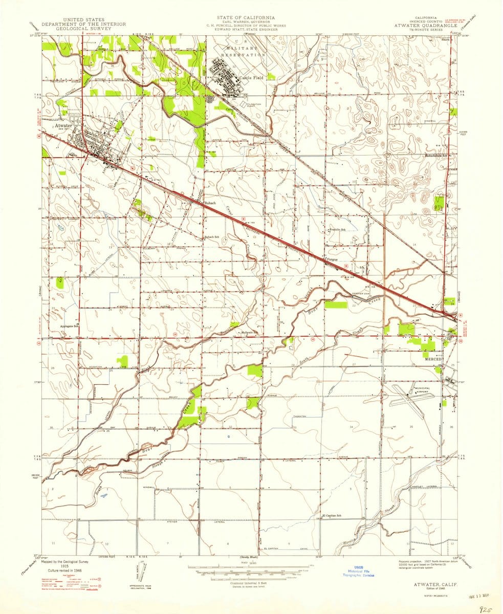 1948 Atwater, CA - California - USGS Topographic Map