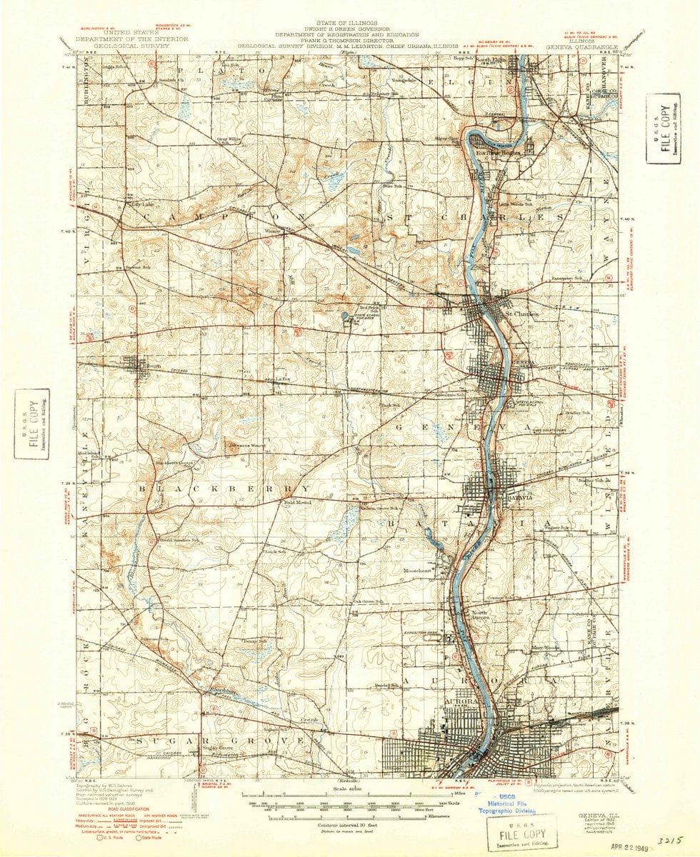 1932 Geneva, IL - Illinois - USGS Topographic Map