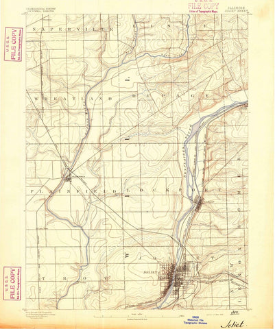 1892 Joliet, IL  - Illinois - USGS Topographic Map