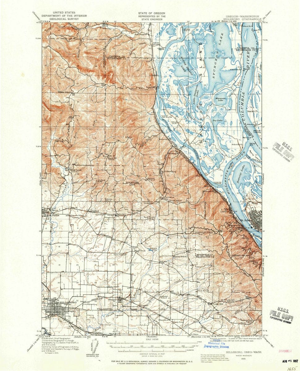 1915 Hillsboro, OR - Oregon - USGS Topographic Map