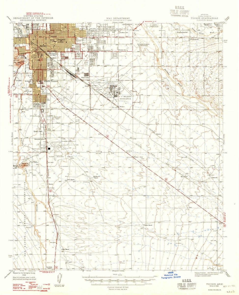 1948 Tucson, AZ - Arizona - USGS Topographic Map
