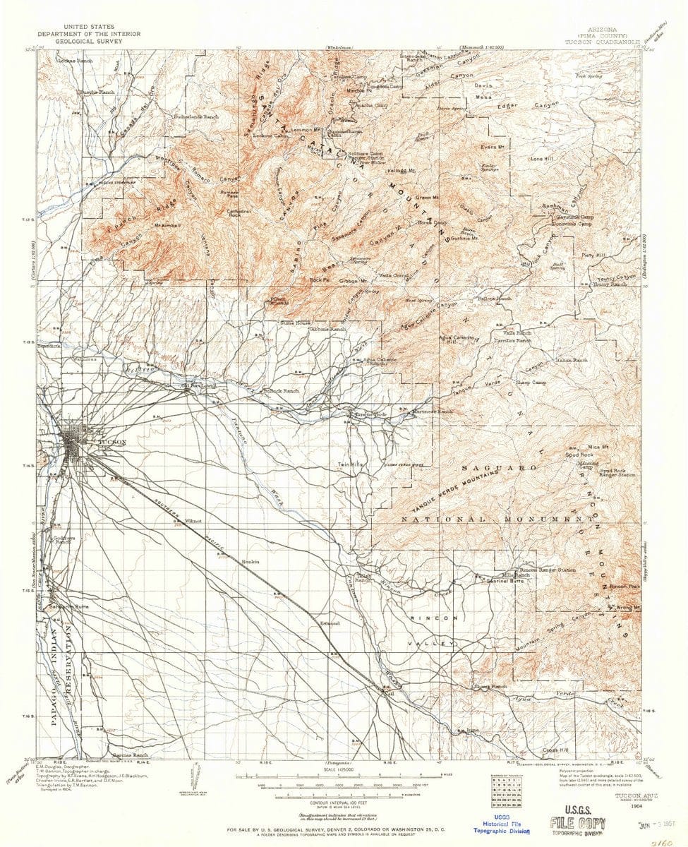 1904 Tucson, AZ - Arizona - USGS Topographic Map