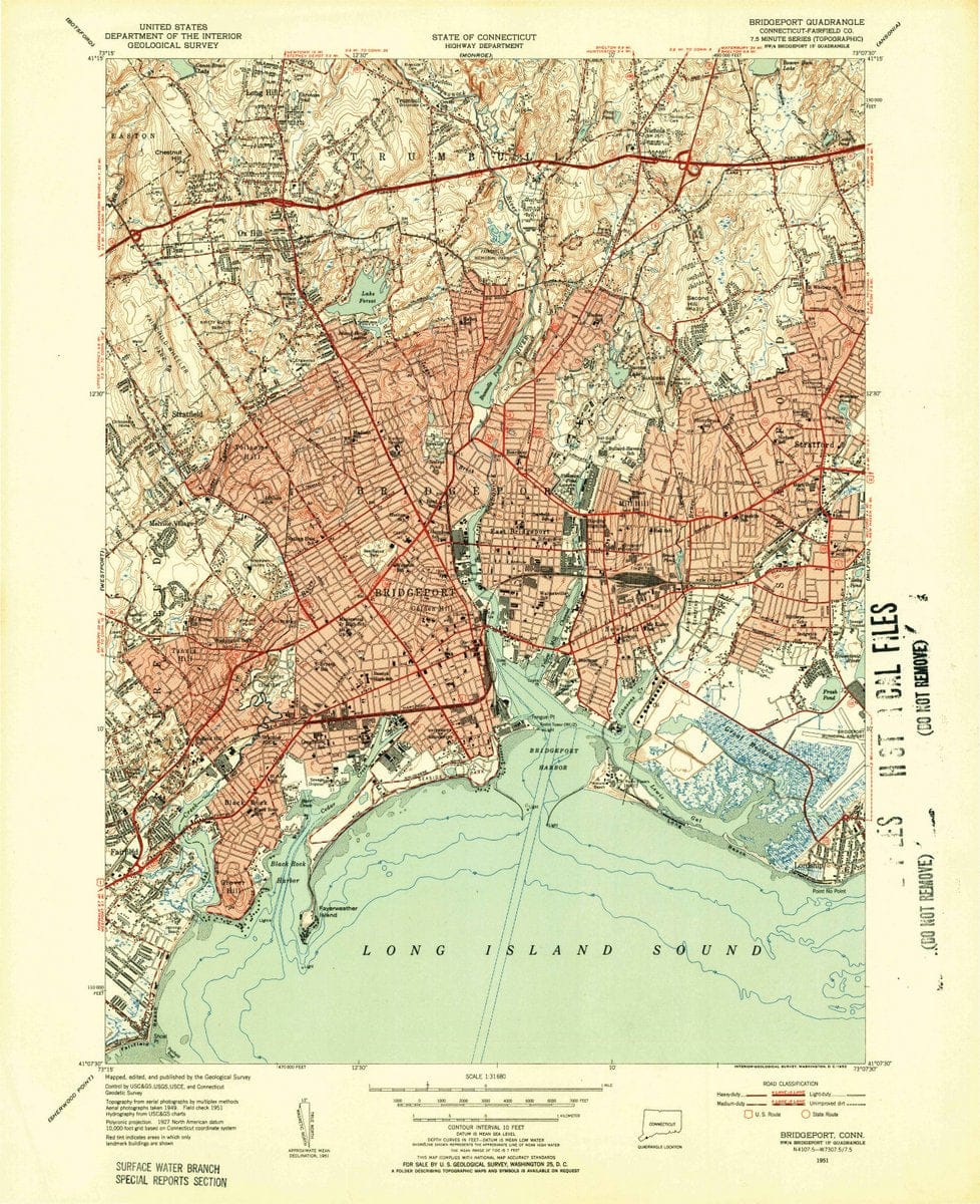 1951 Bridgeport, CT - Connecticut - USGS Topographic Map v2